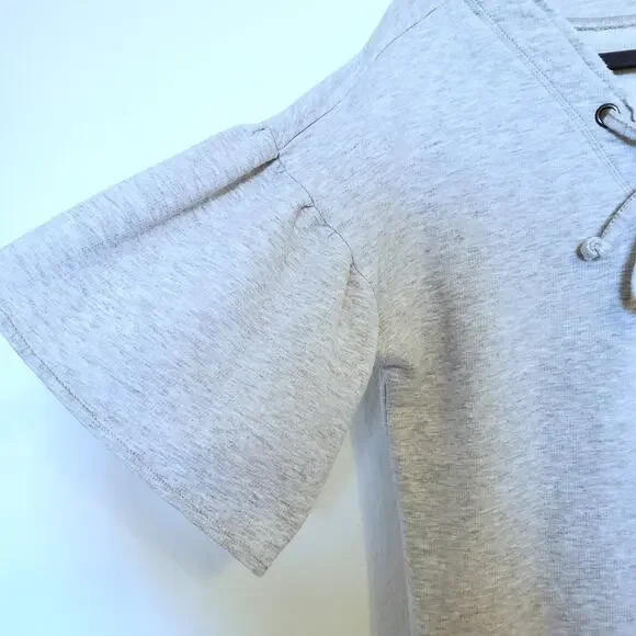 Sanctuary Mariska Lace up Gray Sweatshirt Dress Oversized S Earthy Minimalist - Picture 6 of 10